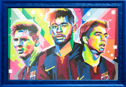 Schilderij Jan Meijer - Messi Neymar Suarez